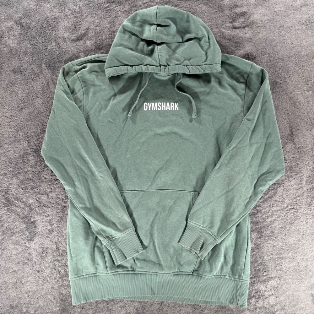 Gymshark Hoodie Mens Small Sage Green Logo Fleece Pullover Sweatshirt